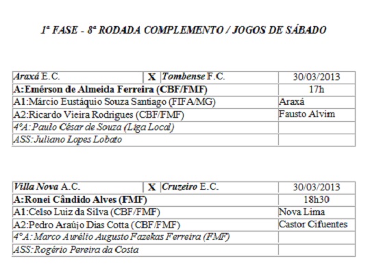 Escala de árbitros 8ª rodada